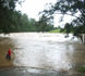 The bridge under water during the flood